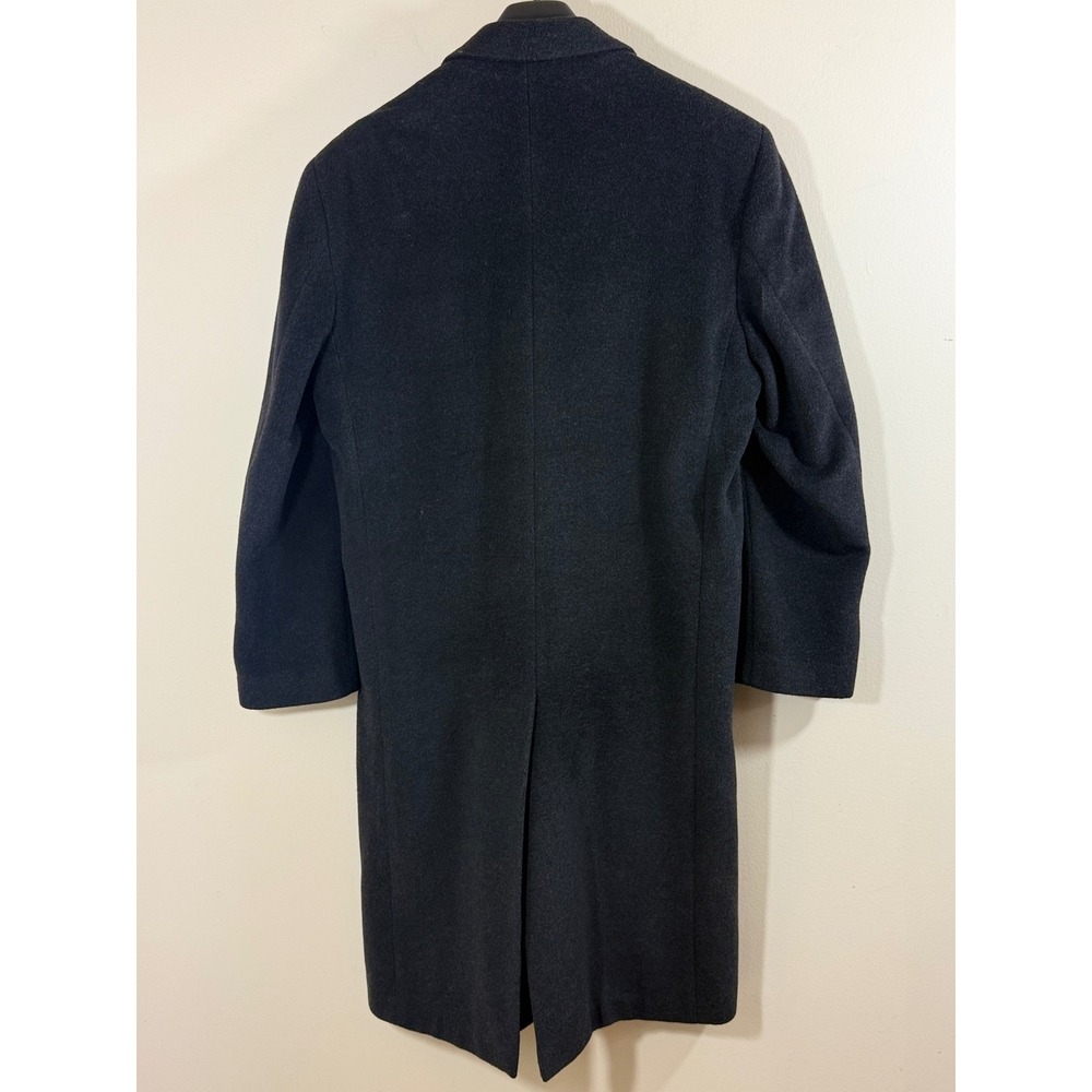 Vintage Ron Chereskin Cashmere Blend Overcoat 42R Black Double Breasted Italy - Picture 2 of 10